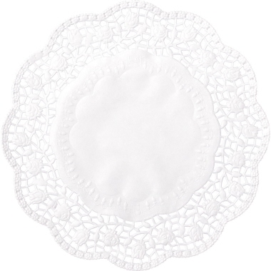 Tortenspitzen rund 20cm 40g weiß Dekor Rose, Lebensmittelecht