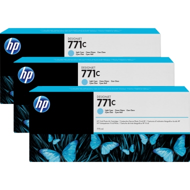 Tintenpa. 3er HP 771C B6Y36A hell cyan
