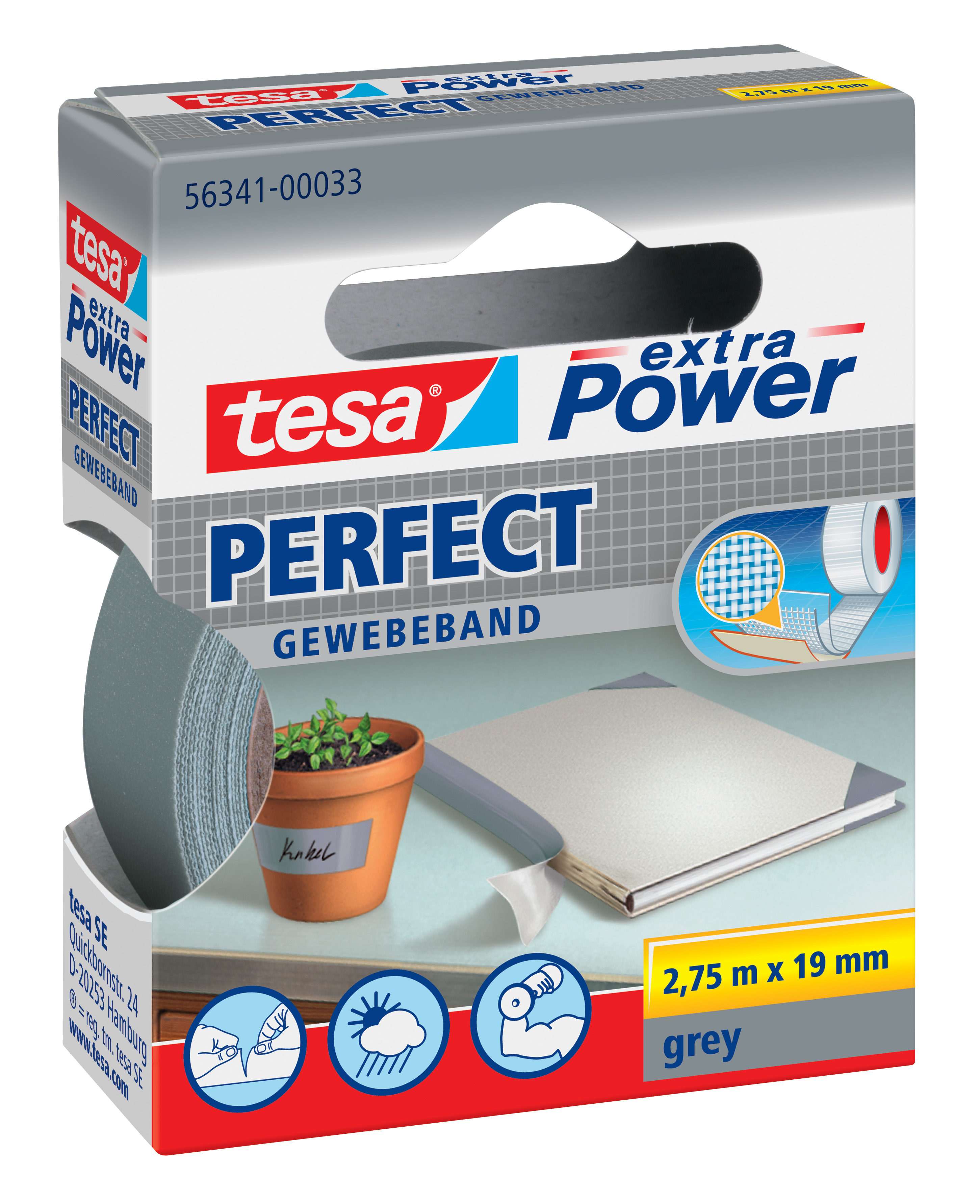 Gewebeband Tesa 56341 2,75mx19mm grau