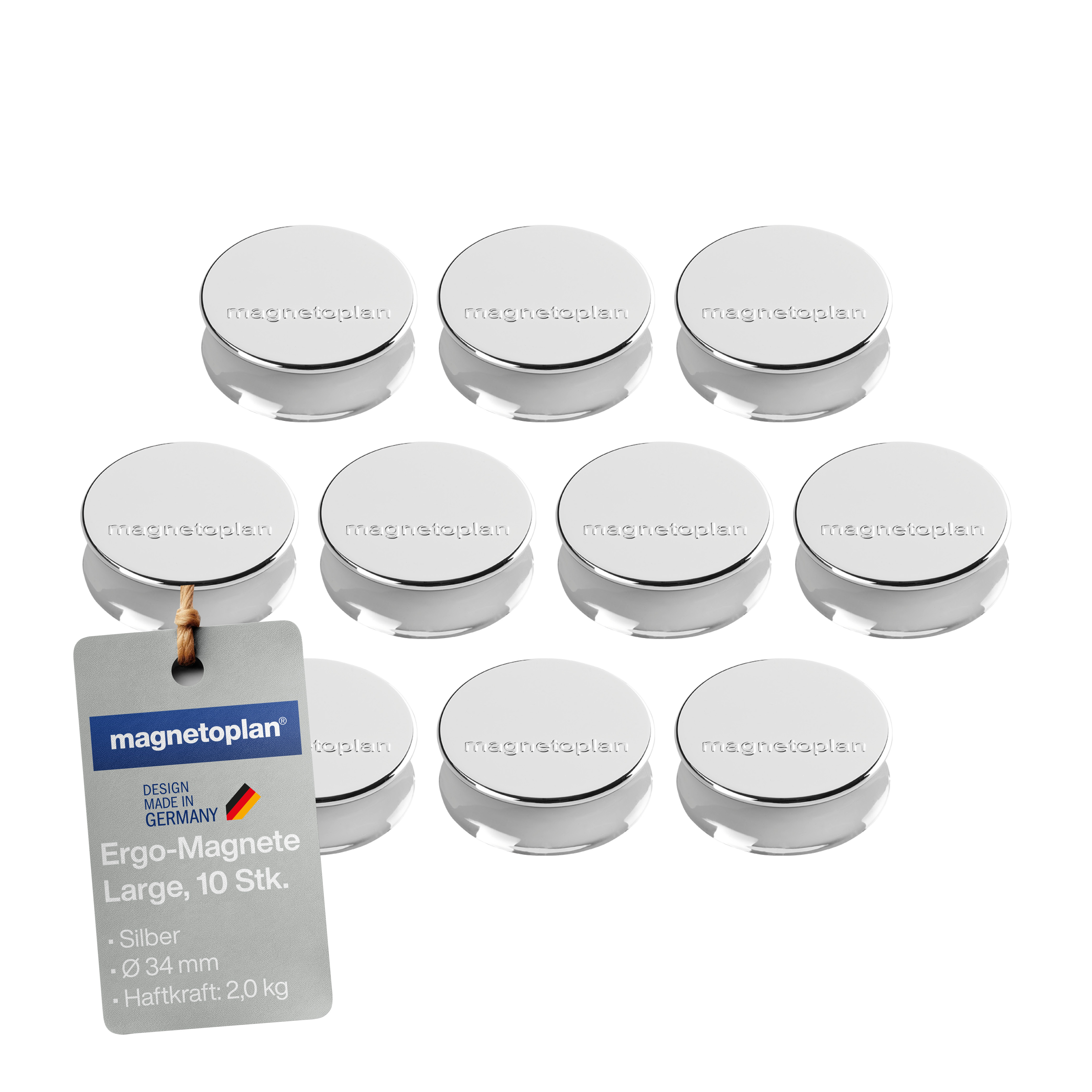 Magnet Magnetoplan 1665032 34mm silber Oplan Ergo- Large