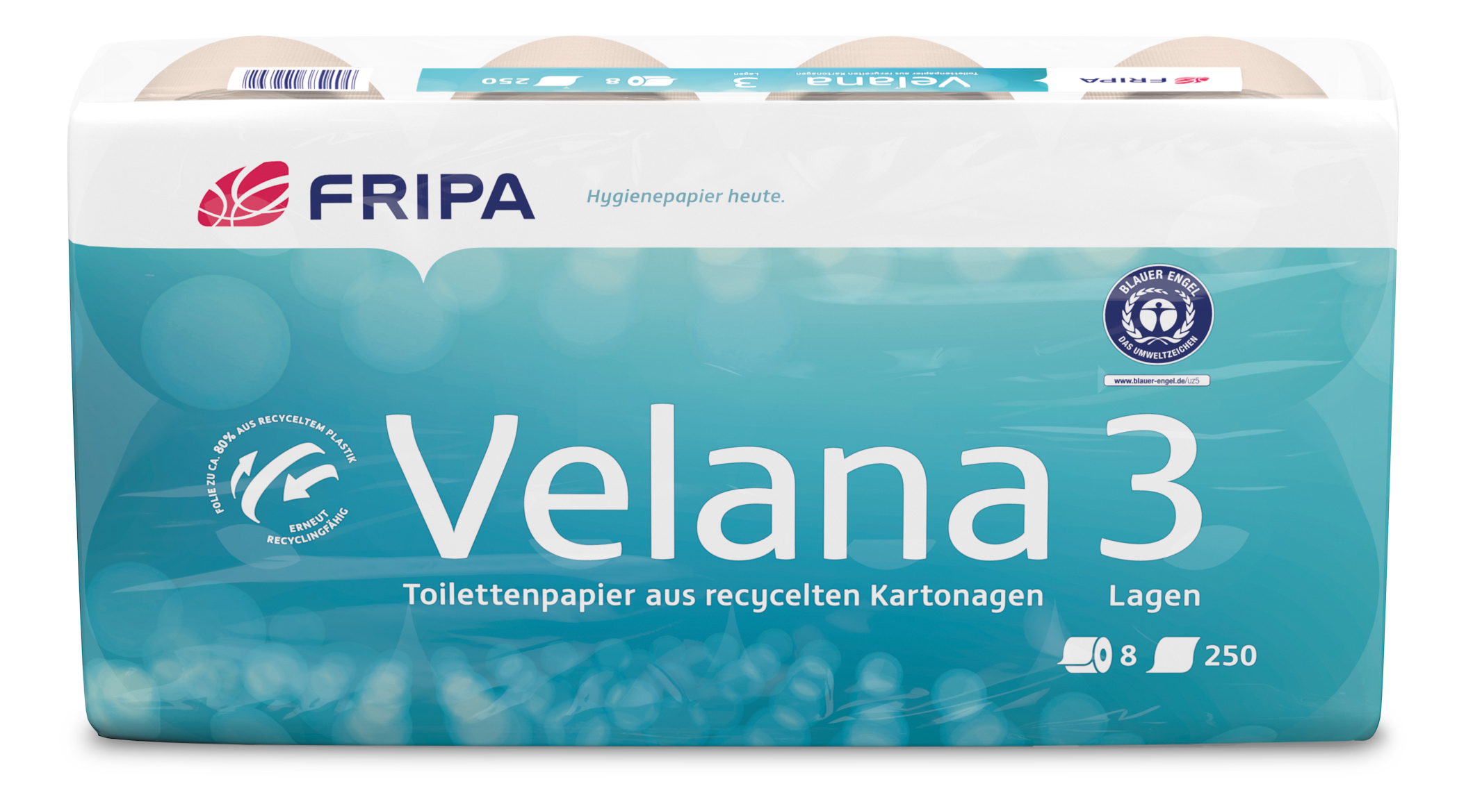 Toilettenp. Fripa 3-lg 8x250 Bl. braun Velana recycling
