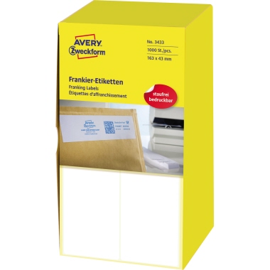 Etikett Avery Zweckform 3433 163x43mm weiß Frankier 1.000 St.