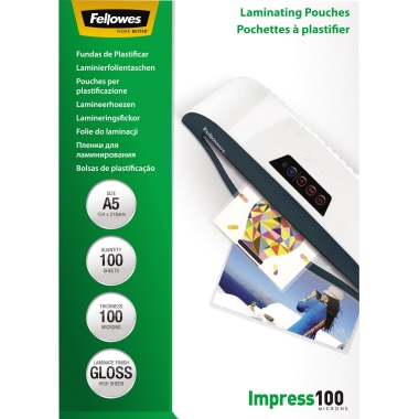 Folientasche FELLOWES A5 154X216mm 100my glänzend 100 St/Pack Impress