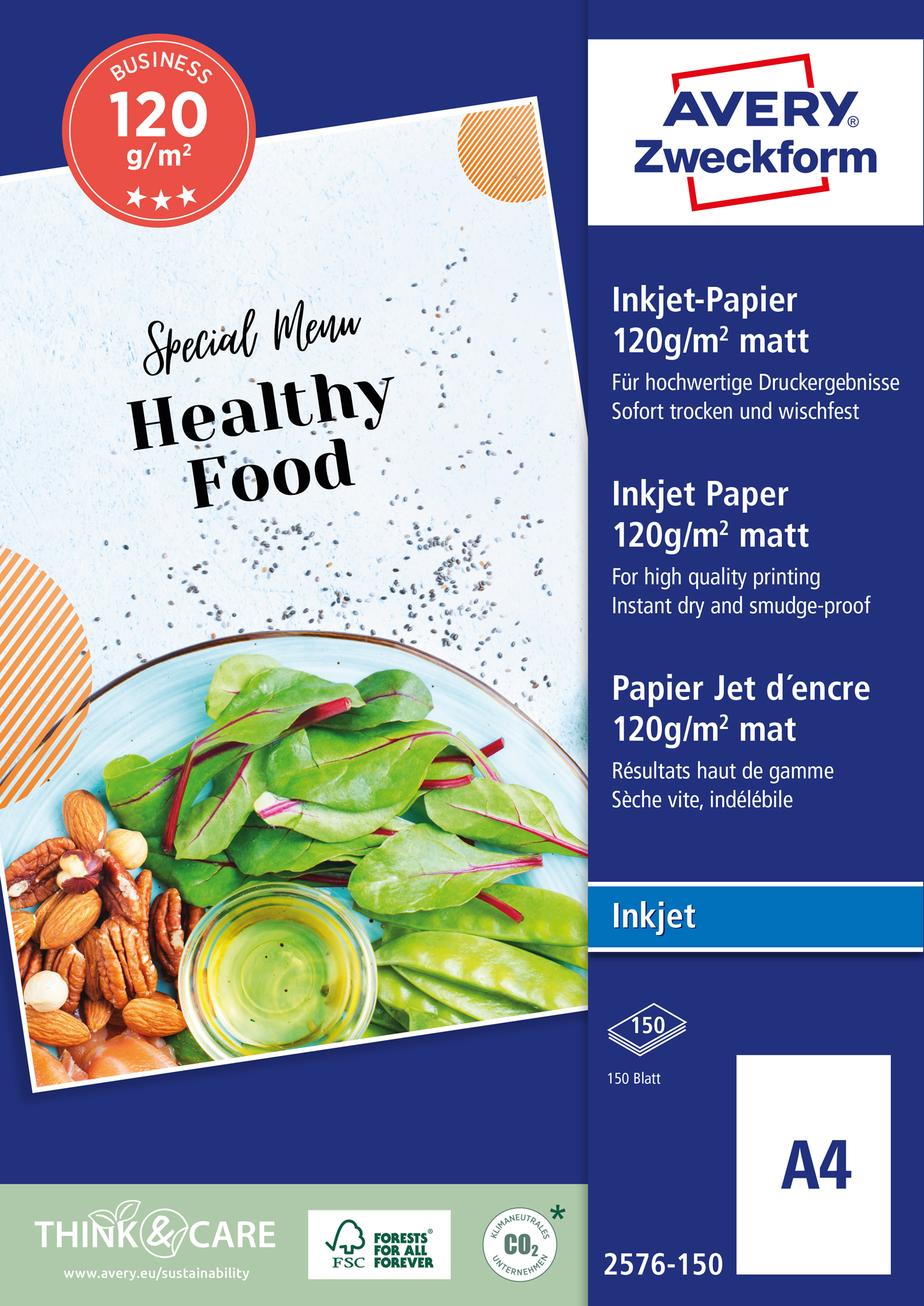 Inkjetpapier Avery Zweckform 2576 A4 120g 150 Stück