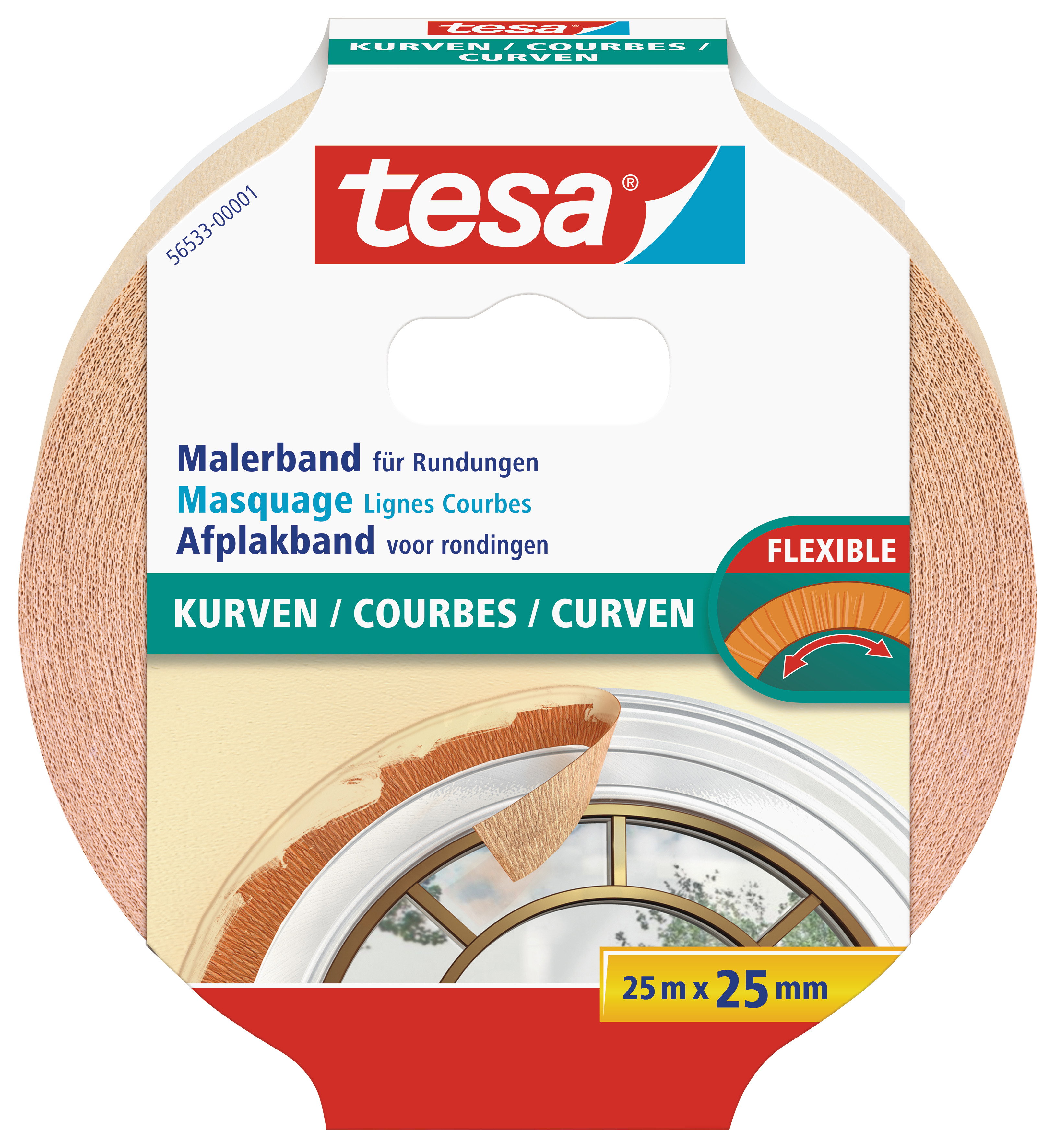 Kreppband Tesa 56533 25mx25mm ® Malerband Kurven