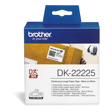 Endlosetikettenrolle Brother DK22225 8mm x 30,48m weiß