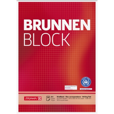 Briefblock BRUNNEN 105261801 A4 kariert recycling 50 Blatt