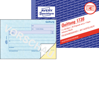 Quittung Avery Zweckform 1736 A6 quer 