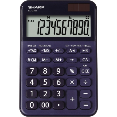 Tischrechner SHARP ELM335BBL blau 10 stellig, Solar