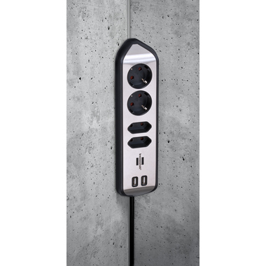 Steckdosenleiste brennenstuhl® 4-fach 2m silber/schwarz 