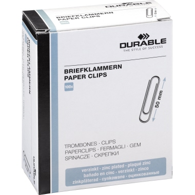 Briefklammer DURABLE 1224 50mm verzinkt 100 Stück
