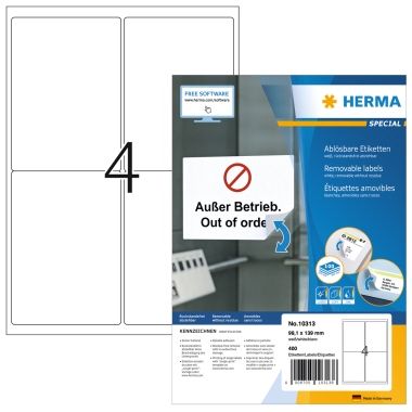 Etikett Herma 10313 99,1x139mm ablösbar 400 Etiketten / 100 Blatt