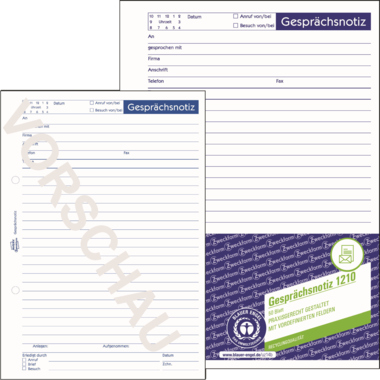 Gesprächsnotiz Avery Zweckform 1210 A5 recycling 50 Blatt
