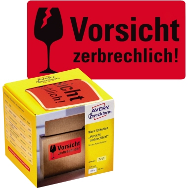 Versandzettel Avery Zweckform 7211 100x50mm, Vorsicht Zerbrechlich!