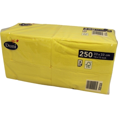 Servietten Duni 3-lagig 33x33cm gelb 1/4 Falz 250 Stück