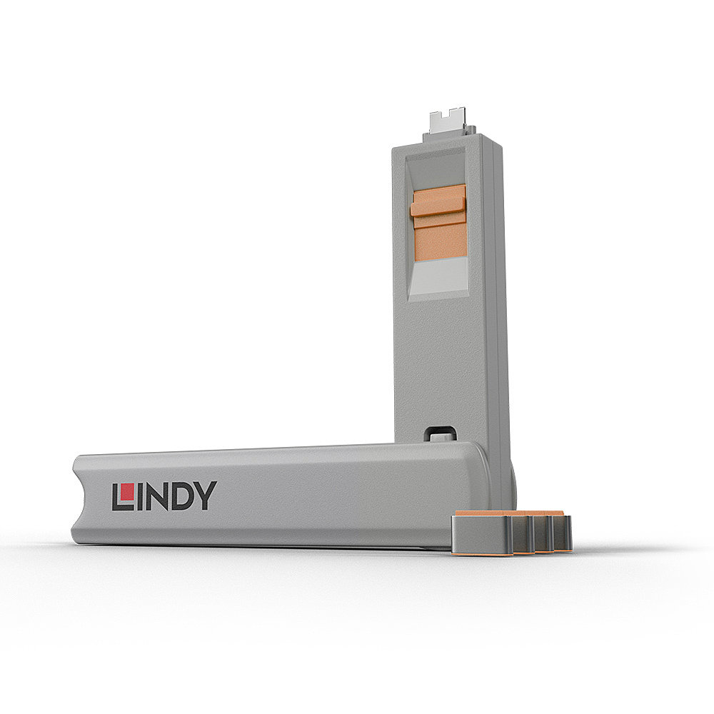 Blocker Lindy 40428 USB C Schloss 4 Stück mit Schlüssel Orange