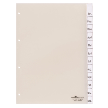 Register Durable 6810 A4 1-12 transp 1-12 Kunststoff, Arent, Volle Höhe