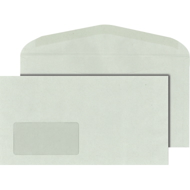 Kuvertierumschlag 125x235 mF NK ASK grau Recycling, mit Fenster, nassklebend