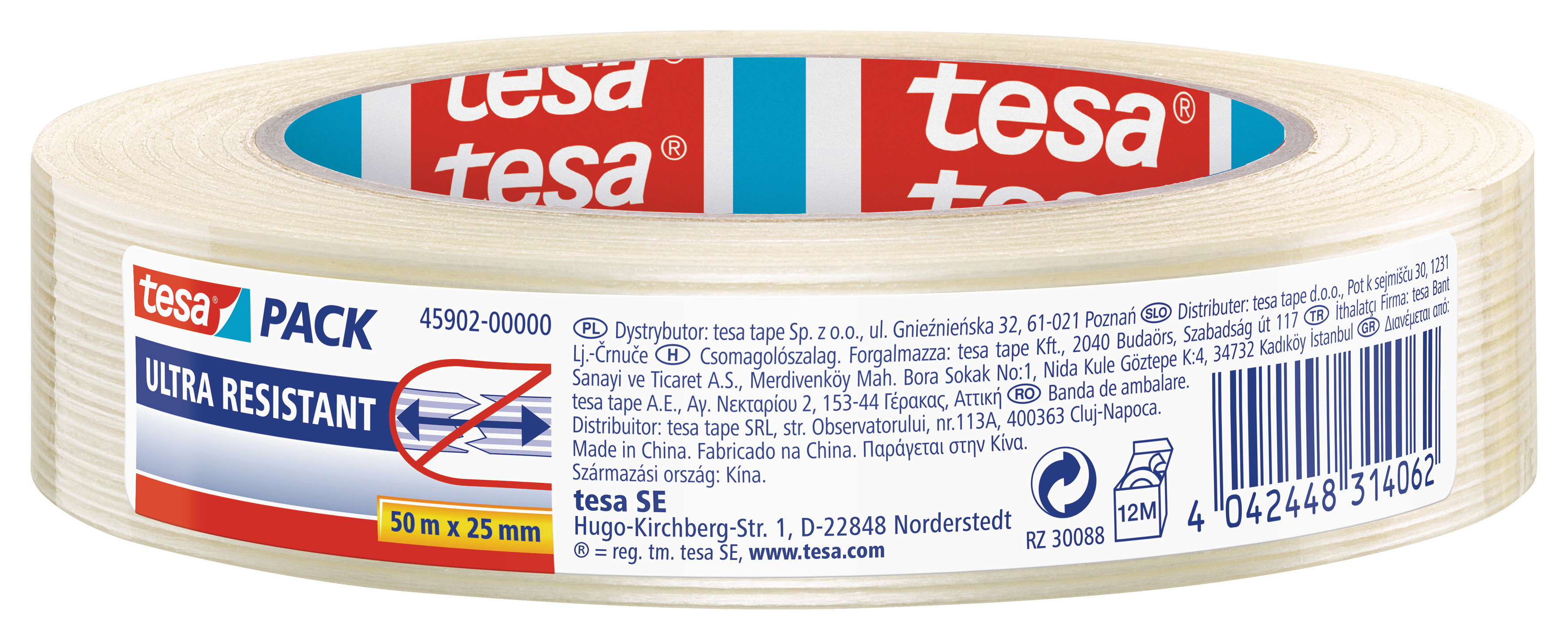 Packband Tesa 45902 50mx25mm transparent Fadenverstärkt/monofilament