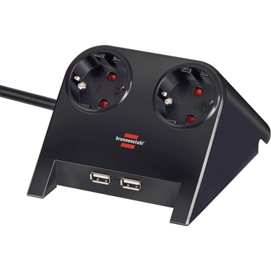 Tischsteckdose brennenstuhl® 2-fach 1,8m schwarz mit USB-Buchse