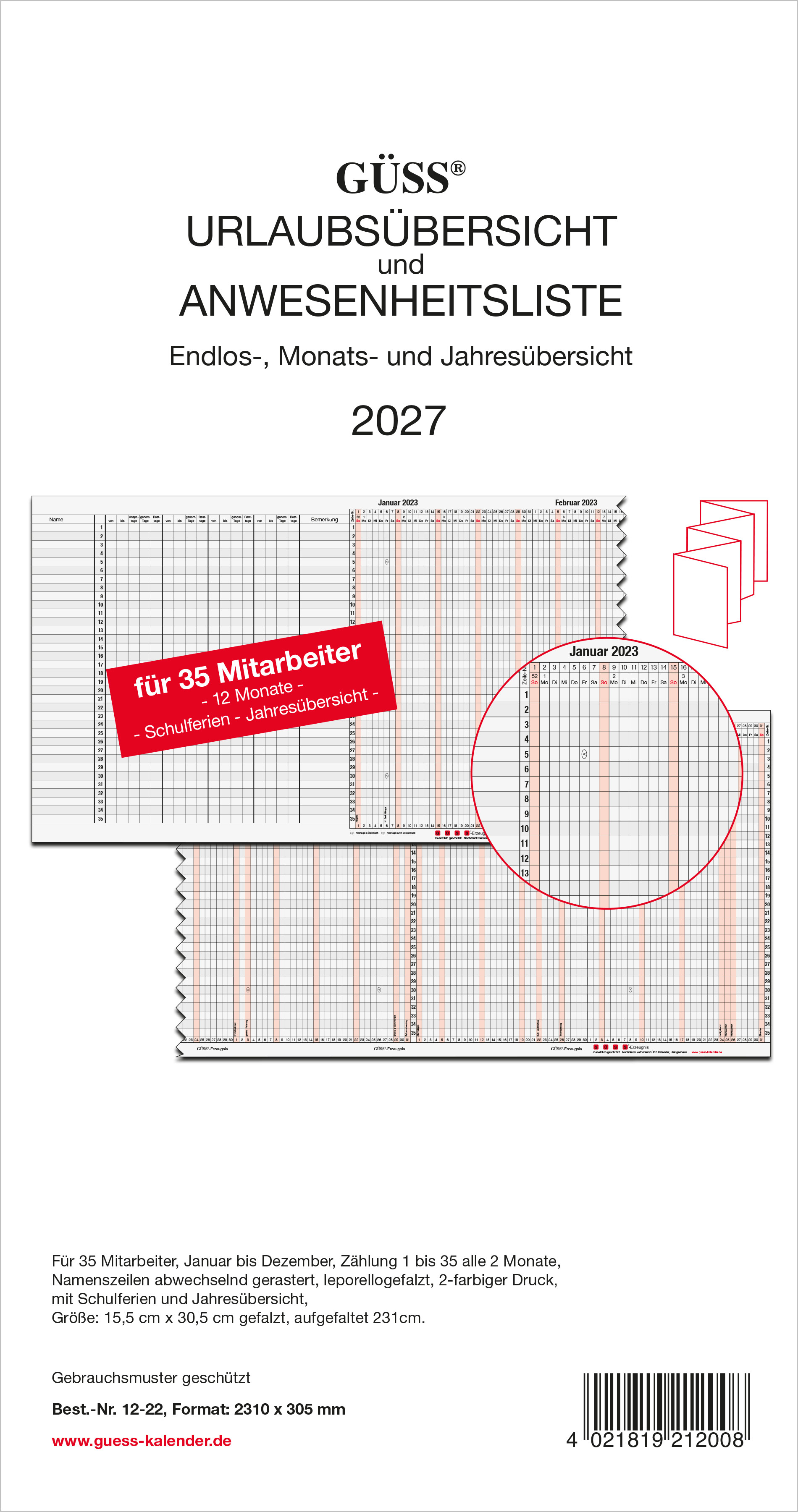 Urlaubsplaner Güss 12-22 
