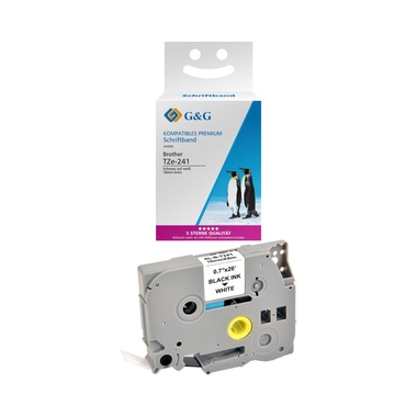 Schriftband TZe241 weiß/schwarz 18mmx8m 