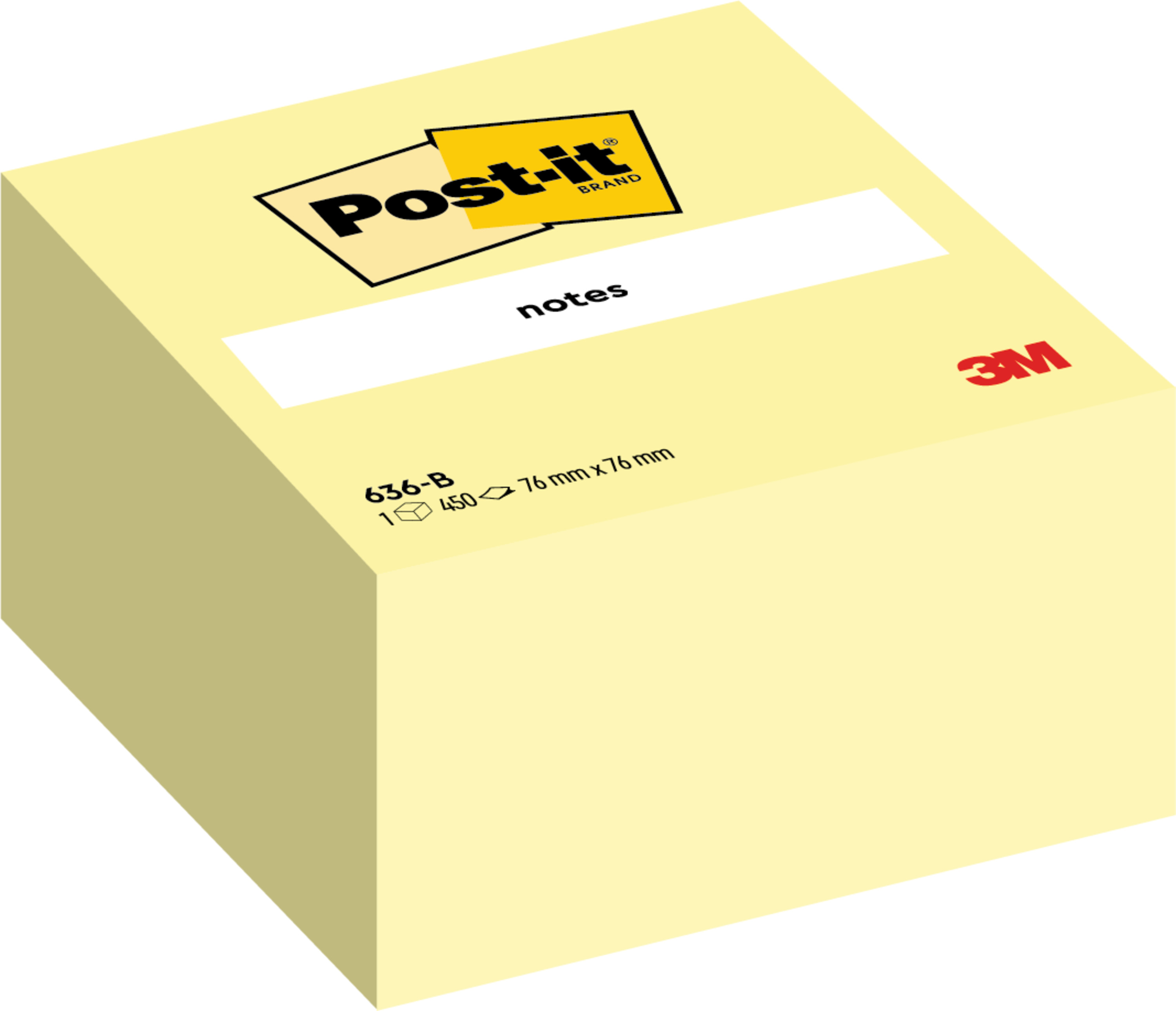 Haftnotiz Würfel Post-It 636B 76x76mm Gelb