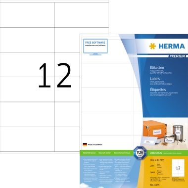 Etikett Herma 4635 105x48 mm weiß 