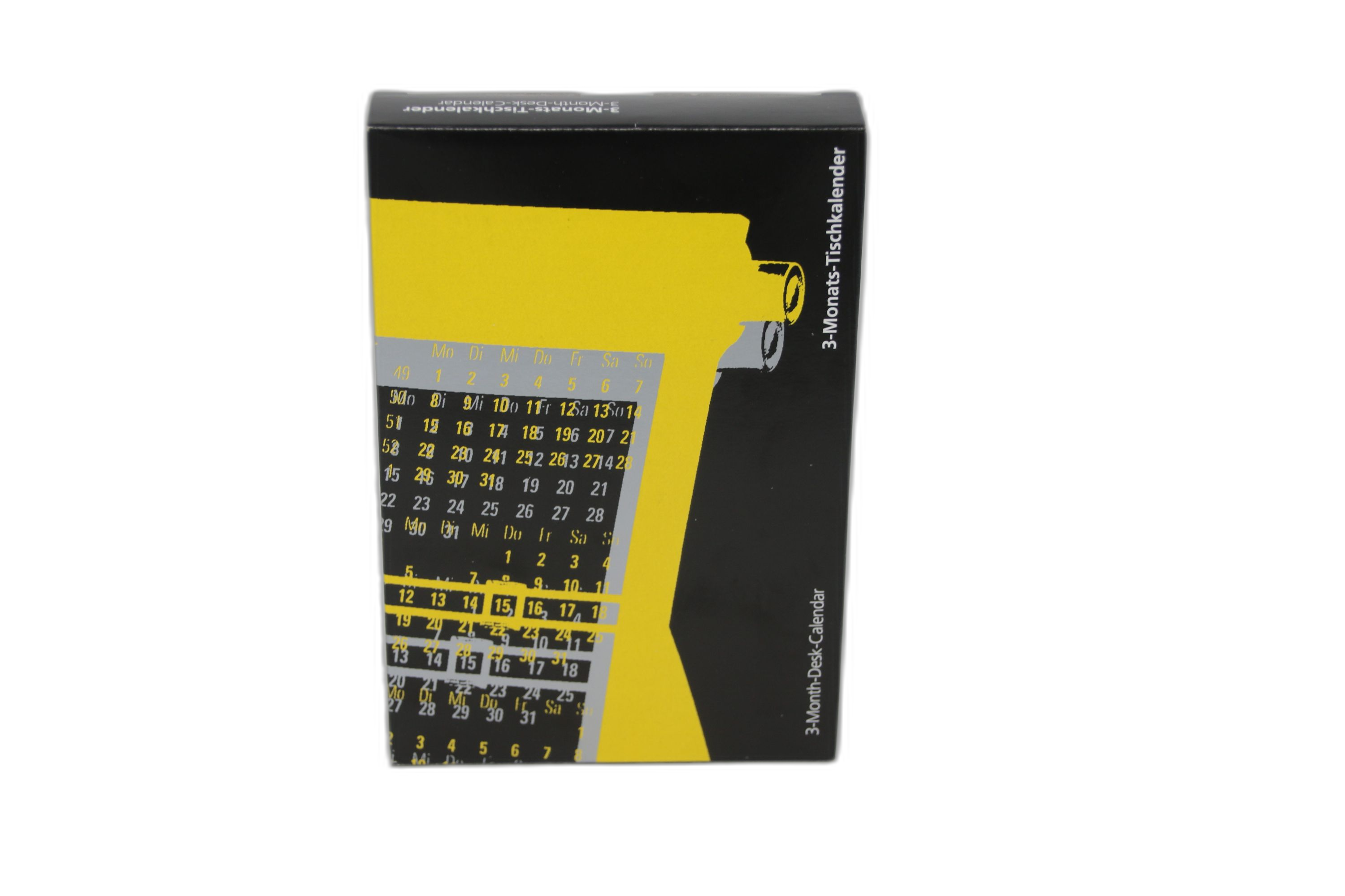 Dreimonatstischdrehkalender 2 Jahre schwarzes Gehäuse, schwarzer Drehknopf