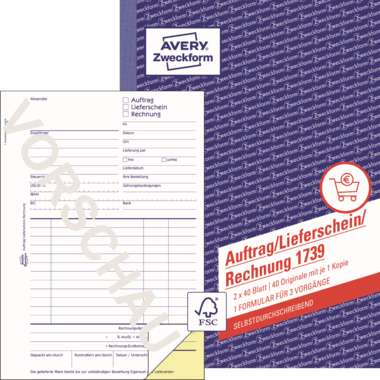 Auftrag/Lieferschein/Rechnung Avery Zweckform 1739 A5 