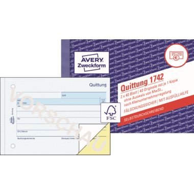 Quittung Avery Zweckform 1742 SD A6 quer