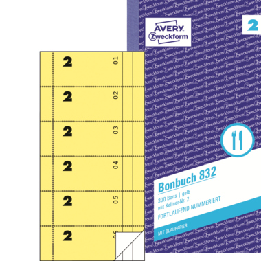 Bonbuch Avery Zweckform 832 105x198mm gelb 