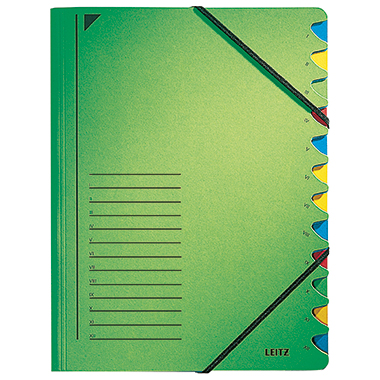 Ordnungsmappe Leitz 3912 12F. grün 12 Fächer