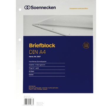 Schreibblock A4 50Bl kar. 4-fach gelocht 