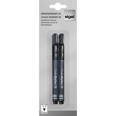 Kreidemarker SIGEL GL177 schwarz 1-2mm 2 Stück