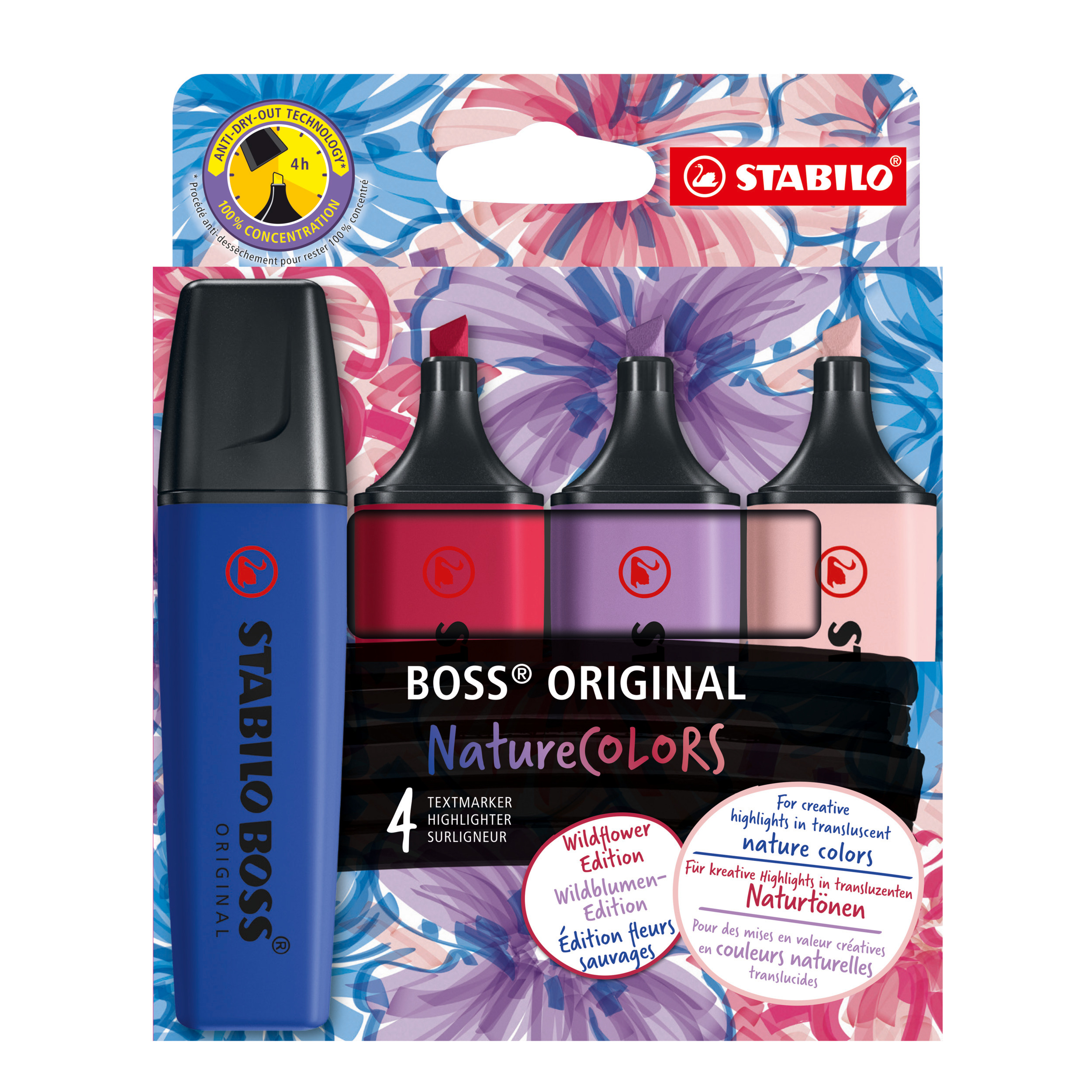 Textmarker Stabilo Boss 70 sort. 4 Stck. ORIGINAL NatureCOLORS Wildflower