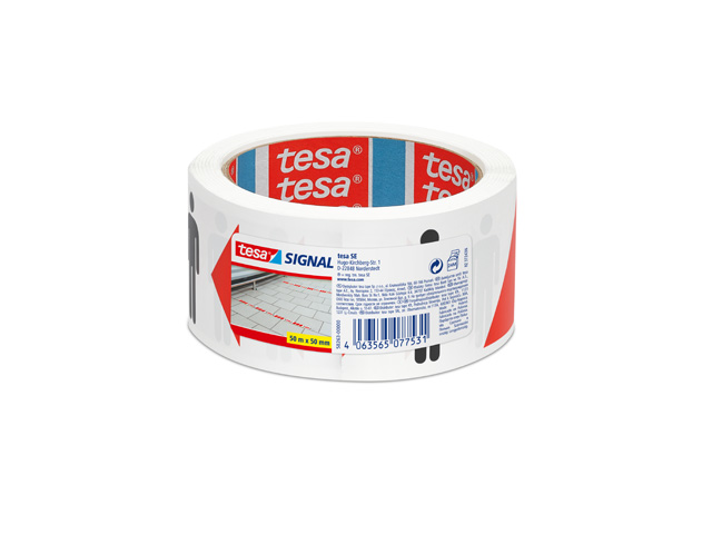 Markierungsklebeband Tesa 58263 rot/weiß 50mmx50m