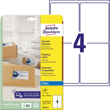 Etikett Avery Zweckform J8169-25 99,1x139mm weiß 100 St.