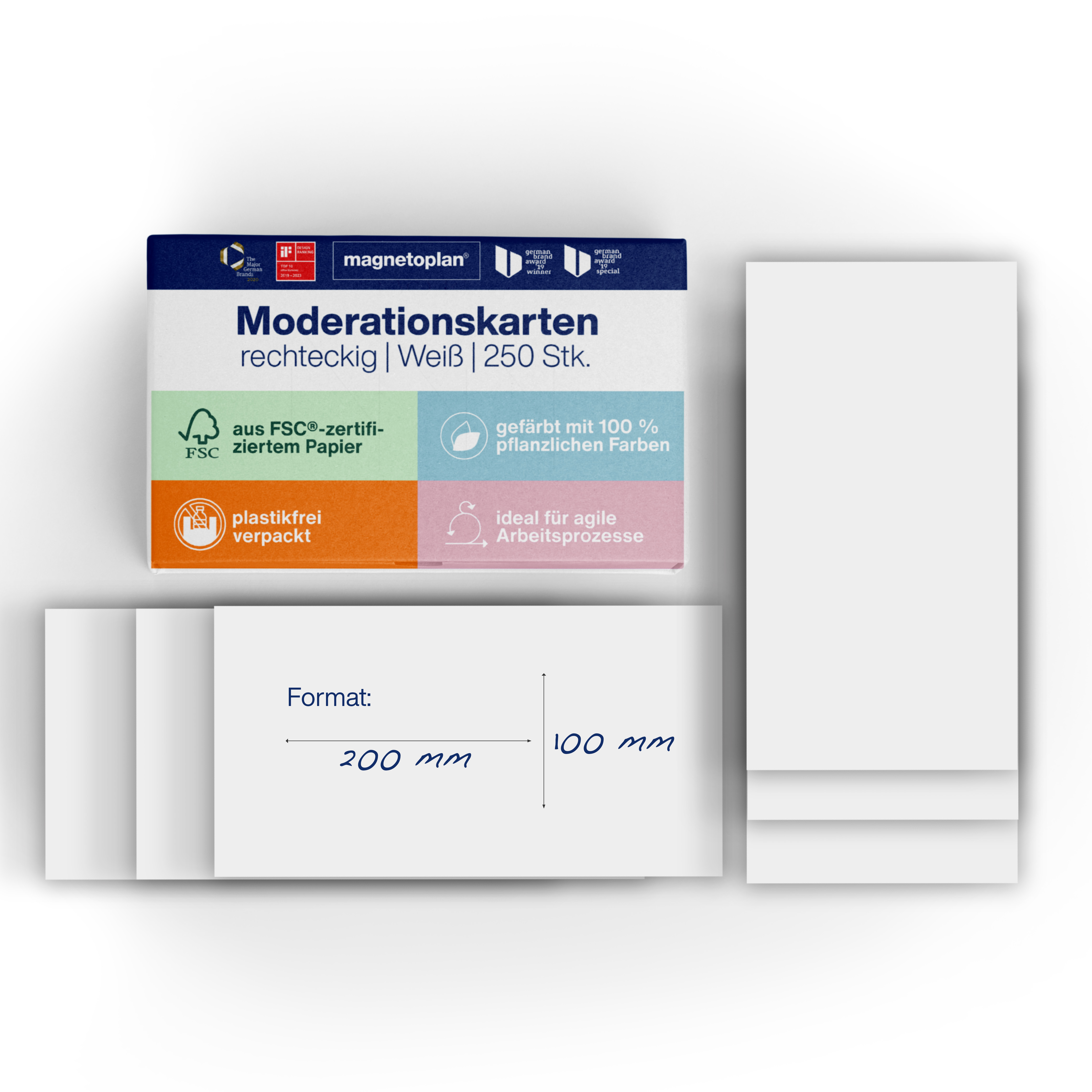 Moderationsk. Magnetop. 112501500 weiß Rechteck 200x100mm