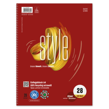 Collegeblock Ursus Green A4 70g kar. Rand, 160 Bl, 608590028