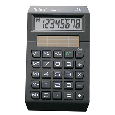 Taschenrechner REBELL ECO 10 schwarz 8 stellig