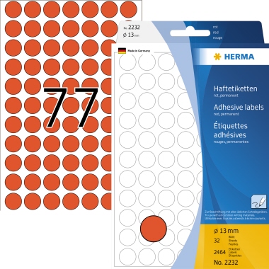 Etikett HERMA 2232 Ø-13mm rot Markierungspunkte  2.464 St.