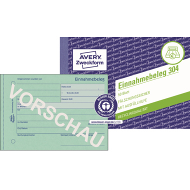 Einnahmebeleg Avery Zweckform 304 A6 quer 