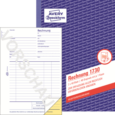 Rechnung Avery Zweckform 1730 A5