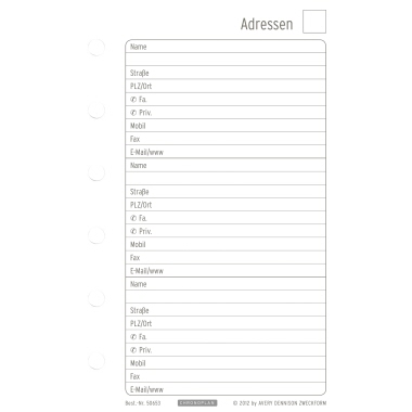Adressen Chronoplan 50653 Mini, 16 Blatt 80g/m², 16 Blatt