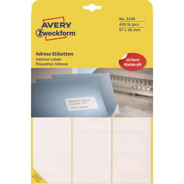 Etikett Avery Zweckform 3348 67x38mm weiß 420 St.