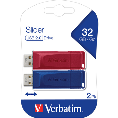 USB 2.0 Stick Verbatim 32GB 49327 rot-blau Multipack (R) 10MB/s, (W) 4MB/s