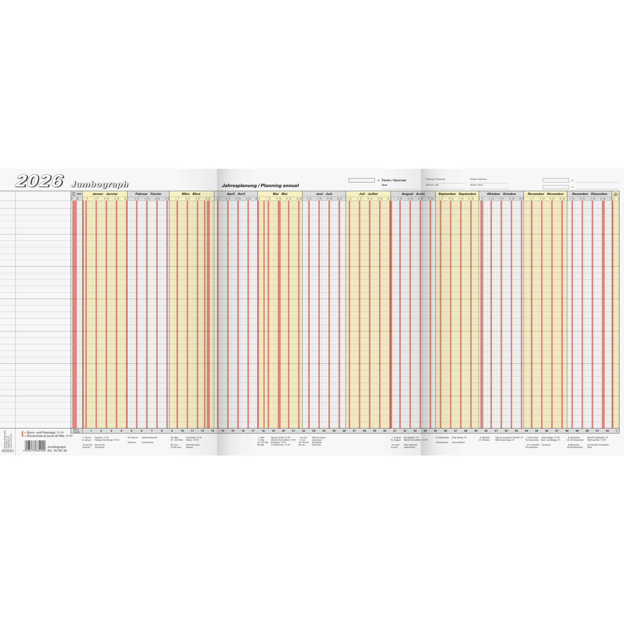Urlaubsplanner Brunnen 1070134005 2025 65X30cm Leporello