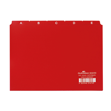 Leitregister DURABLE 3650 A5 rot Kunststoff