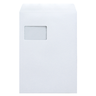 Versandt. C4 mF 90g HK weiß 229x324mm, Mit Fenster, Haftklebend